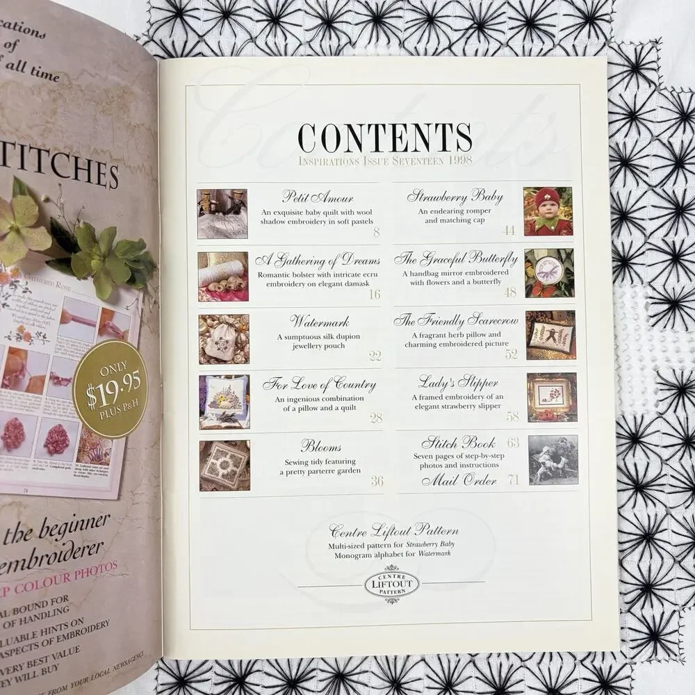 VTG 1998 Inspirations Embroidery Magazine #17 Floral Cottage Needlepoint